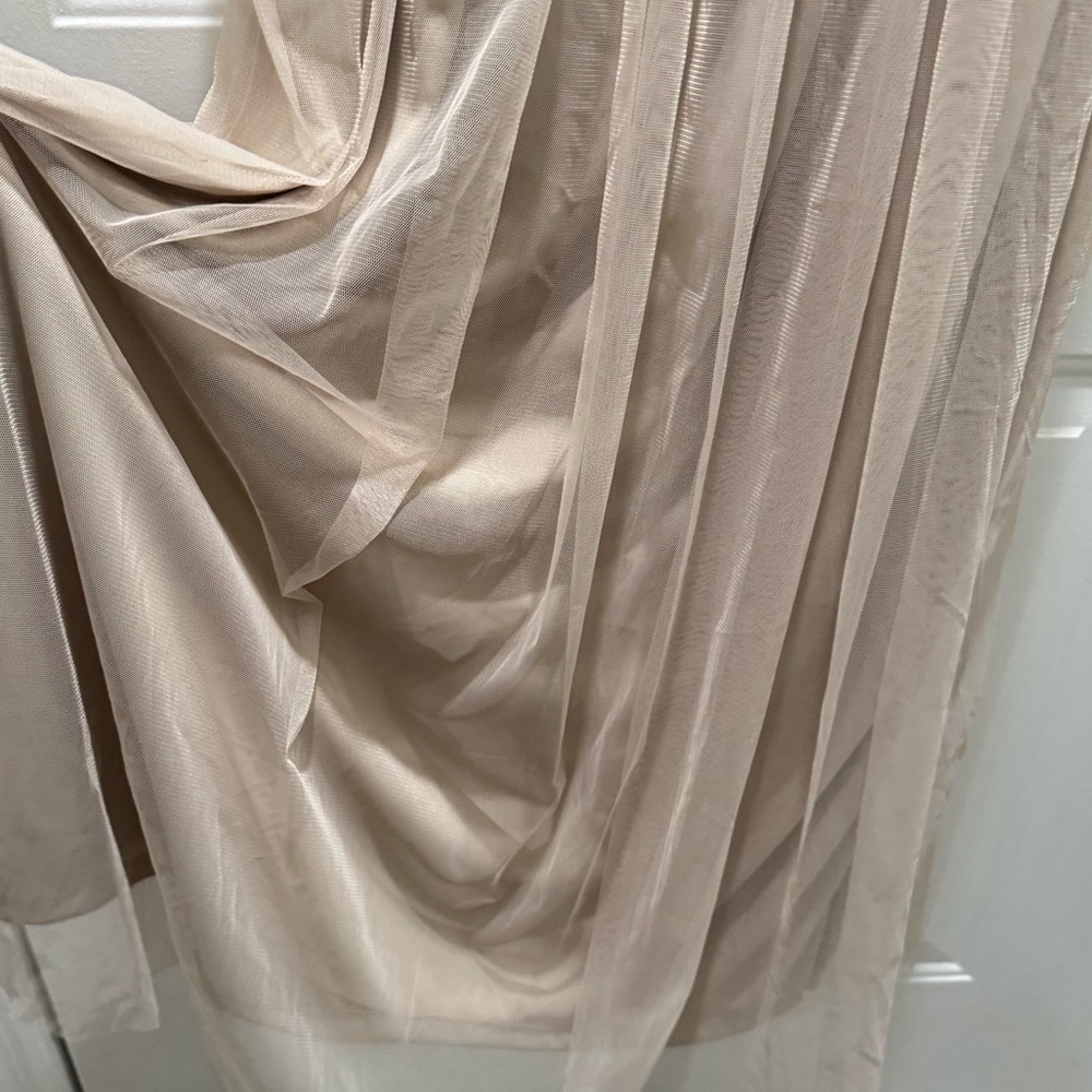 Candalite Evening Night Dress with Waist Tie in Sparkly Lace Light Taupe - Picture 5 of 7